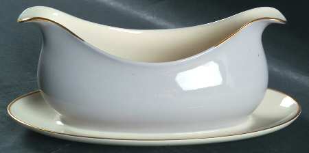 Palomar Grey (Gold Trim) Gravy Boat with Attached Underplate
