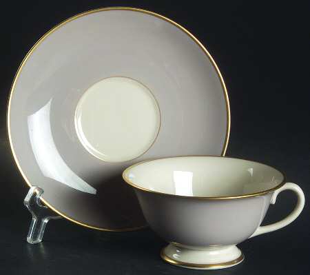 Palomar Grey (Gold Trim) Footed Cup & Saucer Set
