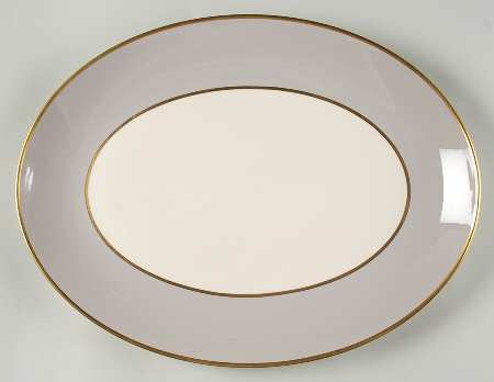 Palomar Grey (Gold Trim) 16" Oval Serving Platter