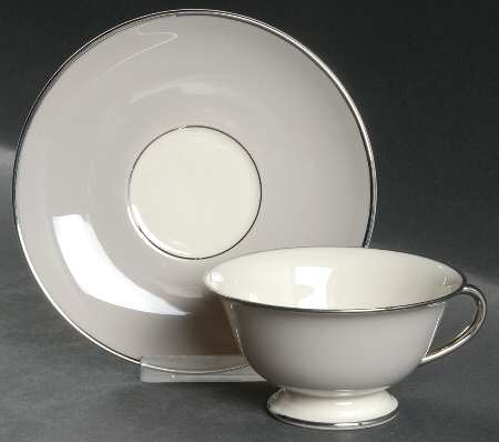 Palomar Grey (Platinum Trim) Footed Cup & Saucer Set