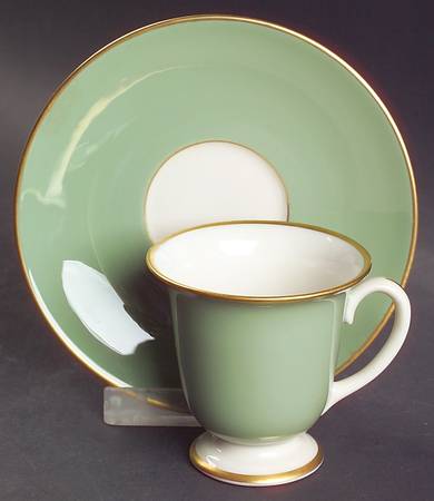 Palomar Jasper (Light Green) Footed Demitasse Cup & Saucer Set