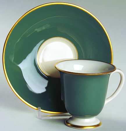 Palomar Jade (Dark Green) Footed Demitasse Cup & Saucer Set