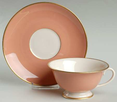 Palomar Cameo Pink (Gold Trim) Footed Cup & Saucer Set