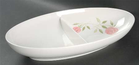 Pink A Dilly 11" Oval Divided Vegetable Bowl