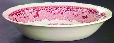 Pink Vista 9" Oval Vegetable Bowl