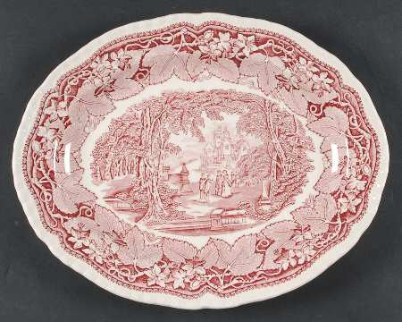 Pink Vista 13" Oval Serving Platter