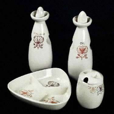 Pomegranate 4 Pcs Condiment Set (Oil, Vinger, Mustard & Tray)