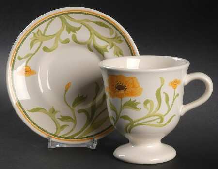 Poppy (Yellow Flowers) Footed Cup & Saucer Set