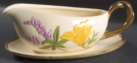 Poppy (Yellow & Purple Flowers) Gravy Boat & Underplate/Relish