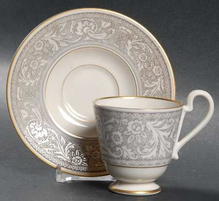 Renaissance Grey Footed Demitasse Cup & Saucer Set