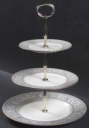 Renaissance Grey 13 7/8"-14 1/4" 3-Tiered Serving Tray(DP,SP,BB) HC