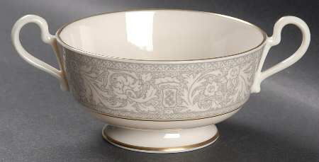 Renaissance Grey Footed Cream Soup Bowl