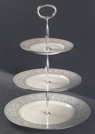 Renaissance Platinum 13 7/8"-14 1/4" 3-Tiered Serving Tray(DP,SP,BB) HC
