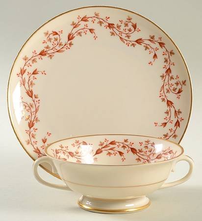 Ridgewood Footed Cream Soup Bowl & Saucer Set