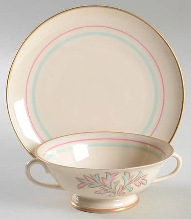 Rossmore Footed Cream Soup Bowl & Saucer Set