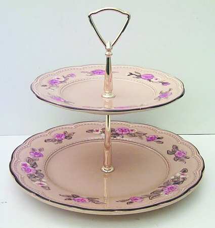 Rosette 2 Tiered Serving Tray (Dinner & Salad Plate)