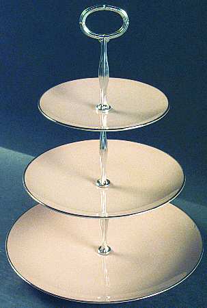 Sandalwood (Platinum Trim) 13 7/8"-14 1/4" 3-Tiered Serving Tray(DP,SP,BB) HC