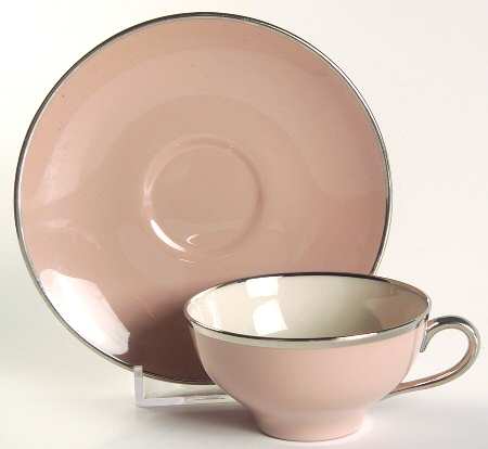 Sandalwood (Platinum Trim) Flat Demitasse Cup & Saucer Set