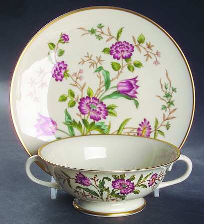 Sonora Footed Cream Soup Bowl & Saucer Set