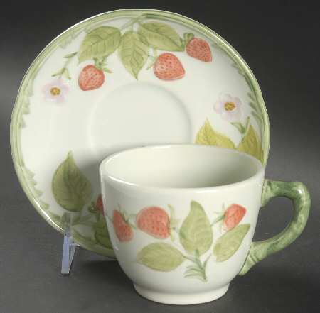 Strawberry Time Flat Cup & Saucer Set