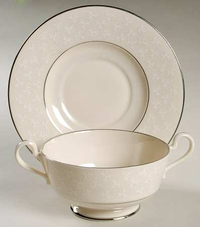 Tapestry Footed Cream Soup Bowl & Saucer Set