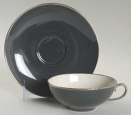 Teak (Platinum Trim) Flat Cup & Saucer Set