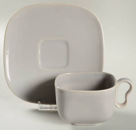 Tiempo Grey (Stone) Flat Cup & Saucer Set