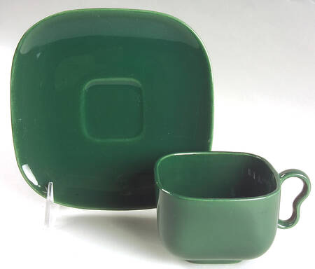 Tiempo Olive Green (Dark Green) Flat Cup & Saucer Set