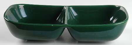 Tiempo Olive Green (Dark Green) 11" Oval Divided Vegetable Bowl
