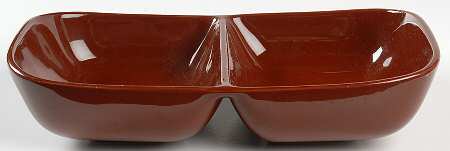 Tiempo Terra Cotta (Hot Chocolate) 11" Oval Divided Vegetable Bowl