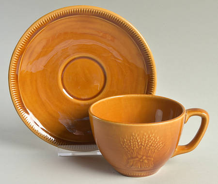 Wheat Golden Brown (Harvest) Flat Cup & Saucer Set