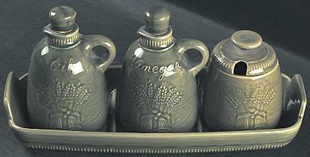 Wheat Green (Winter Green) 4 Pcs Condiment Set (Oil, Vinger, Mustard & Tray)