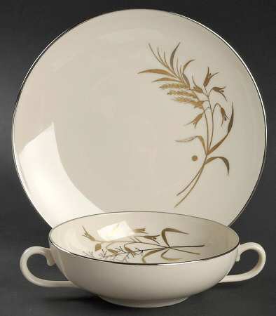 Winter Bouquet Flat Cream Soup Bowl & Dessert Plate/Saucer Set
