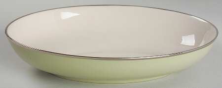 Willow Green (Platinum Trim) 8" Oval Vegetable Bowl
