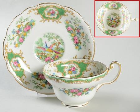 Broadway Green Footed Cup & Saucer Set
