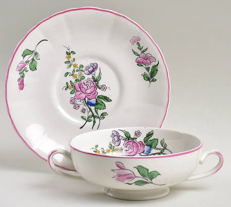 Strasbourg Footed Cream Soup Bowl & Saucer Set