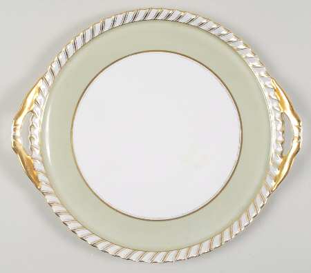 Celadonia Green Handled Cake Plate