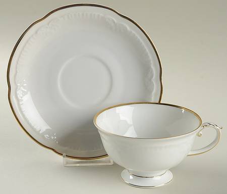 Crest Footed Cup & Saucer Set