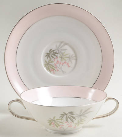 Palm Springs Footed Cream Soup Bowl & Saucer Set