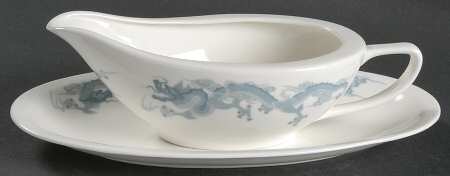 Dragon Blue and Gray Gravy Boat & Underplate