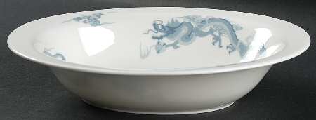 Dragon Blue and Gray 10" Oval Vegetable Bowl