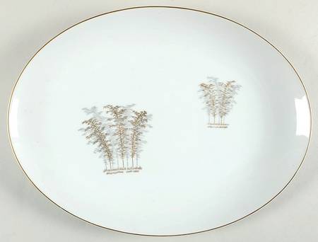 Gold Bamboo 12" Oval Serving Platter