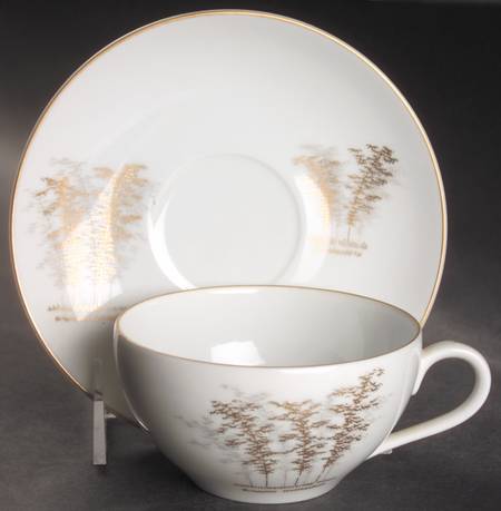 Gold Bamboo Flat Cup & Saucer Set