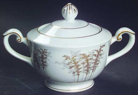 Gold Bamboo Sugar Bowl & Lid