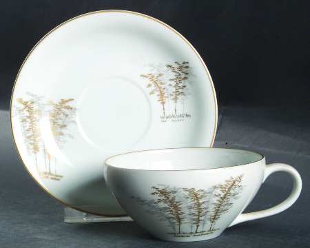 Gold Bamboo Flat Cup & Saucer Set