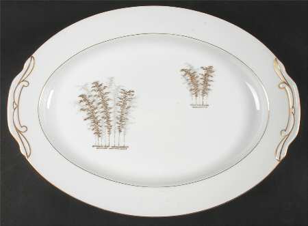 Gold Bamboo 16" Oval Serving Platter