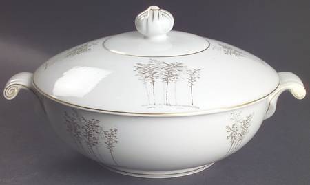 Gold Bamboo Round Covered Vegetable