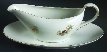 Pine Cone (Coupe Shape) Gravy Boat & Underplate/Relish