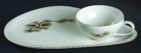 Pine Cone (Coupe Shape) Snack Plate & Cup Set