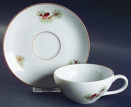 Pine Cone (Coupe Shape) Flat Cup & Saucer Set